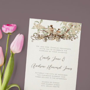 Convite Noiva de Cerejeira em Flor Marfim Casamento Pássar