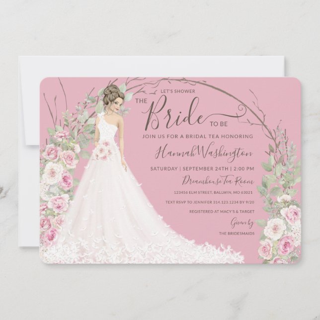 Convite Noiva de Chá Branca de Vestido (Frente)