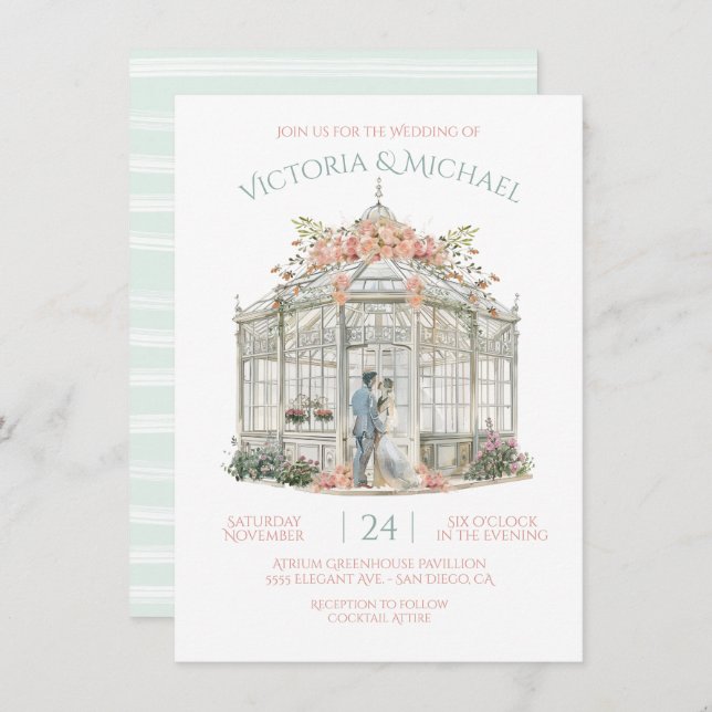 Convite Noiva de Estufa & Groom Venue Watercolor (Frente/Verso)