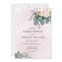 Noiva de Eucalipto de Aguarela Rosa Blush Peônia