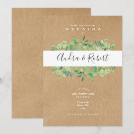 Convite Noiva de Eucalipto de Verdura Botânica Rústica
