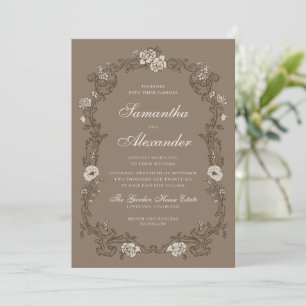 Convite Noiva de Floral Vintage Marrom Casamento