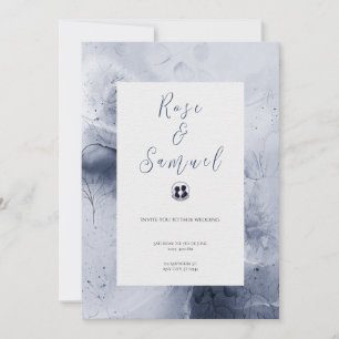 Convite Noiva de Flores Azuis e Casamento de Groom em Água