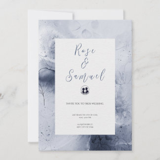 Convite Noiva de Flores Azuis e Casamento de Groom em Água