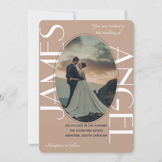 Convite Noiva de Forma Oval Elegante e Casamento Personali (Frente)