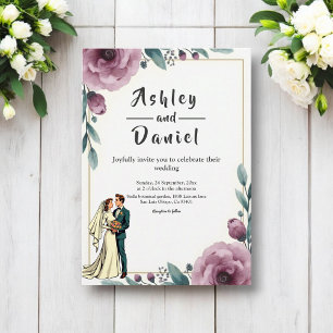 Convite Noiva De Frame Floral Elegante E Casamento De Groo