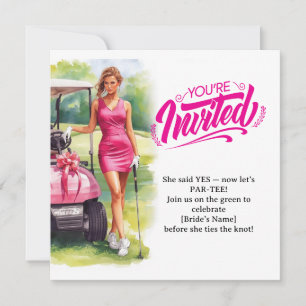 Convite Noiva de Golfe Mulher Golfista Está Jogando Golfe 