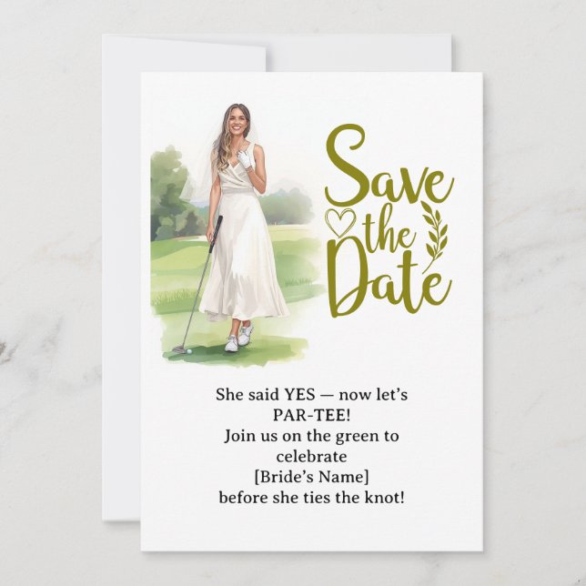 Convite Noiva de Golfe Mulher Golfista Está Jogando Golfe  (Frente)