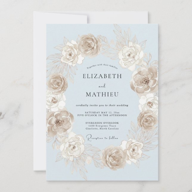 Convite Noiva de Grinalda Floral Rosa Vinca (Frente)