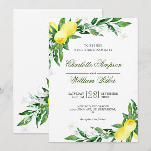 Convite Noiva de Limões Floridos Aquarela Casamento