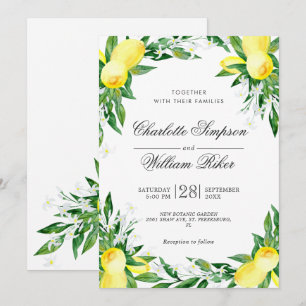 Convite Noiva de Limões Floridos Aquarela Casamento