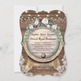 Convite Noiva de Renda Barril de Vinho Floral Borgonha