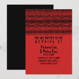 Convite Noiva de renda gótica Vermelho Preto