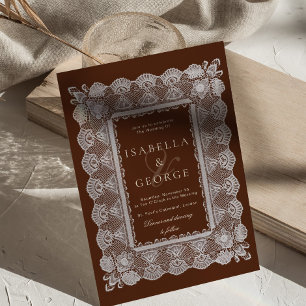 Convite Noiva de Renda Marrom Chocolate Dinheiro Antigo