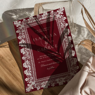 Convite Noiva de Renda Vermelho Escuro Old Money