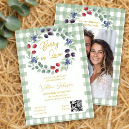 Convite Noiva de Verde Salvia em Amor Xadrez Chá de Noiva