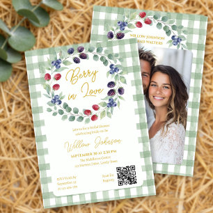 Convite Noiva de Verde Salvia em Amor Xadrez Chá de Noiva