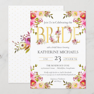 Convite Noiva de Watercolor Blooms Floral Chá de panela I