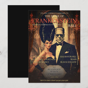 Convite Noiva do Frankenstein retrô Vintage Horror Hallowe