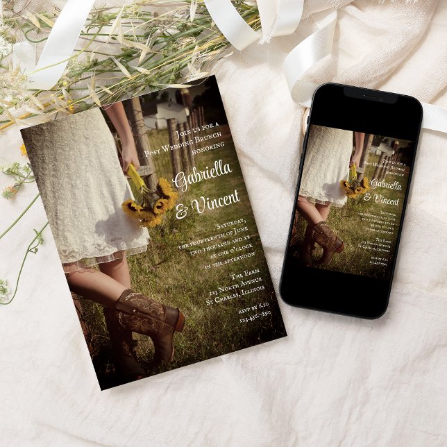 Convite Noiva do Posto de Fazenda Boots do Cowboy Brunch (Criador carregado)