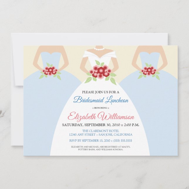 Convite Noiva e Bridesmaids Bridal Luncheon Invite (azul) (Frente)