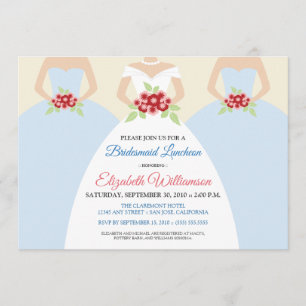 Convite Noiva e Bridesmaids Bridal Luncheon Invite (azul)