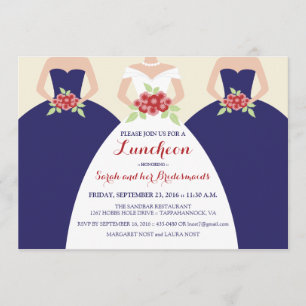 Convite Noiva e Bridesmaids Bridal Luncheon Invite (marinh