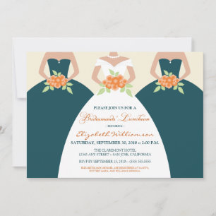 Convite Noiva e Bridesmaids Bridal Luncheon Invite (teal)