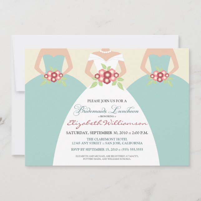 Convite Noiva e Bridesmaids Bridal Luncheon (litoral) (Frente)