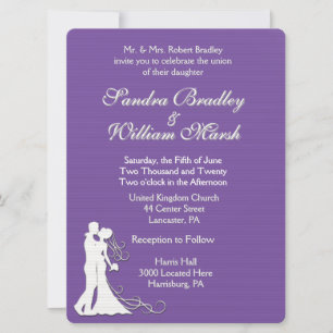 Convite Noiva e Casamento Roxo Real