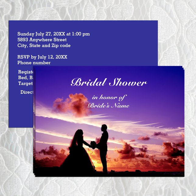 Convite Noiva e Chá de panela no Sunset (Bride and Groom in Sunset Bridal Shower Invitation)