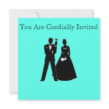 Noiva e Groom Silhouettes em Azul