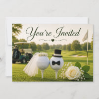 Noiva e Noivo de Casamento de Golfe no campo de go