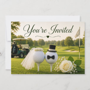 Convite Noiva e Noivo de Casamento de Golfe no campo de go