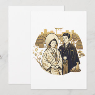 Convite Noiva e Noivo de Casamento Shinto Japonês
