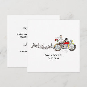 Convite Noiva e Noivo de Moto Noite de Casamento
