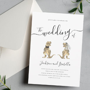 Convite Noiva e Noivo Dinossauros Casamento Preto e Branco