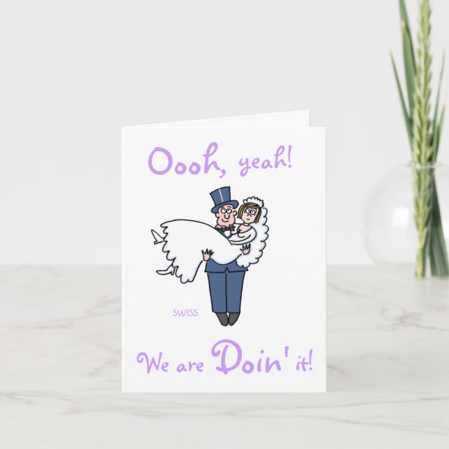 Convite Noiva e Noivo Engraçados Desenho Animado Casamento (Frente)