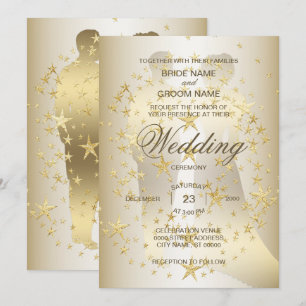 Convite Noiva e Noivo Estrelas Douradas Casamento