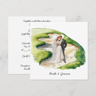 Convite Noiva e Noivo Golfista casamento no campo de golfe