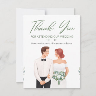 Convite Noiva e Noivo Ilustrados Aquarela Casamento Tha