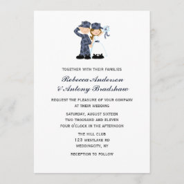 Convite Noiva e Soldado no Casamento da Camuflagem Azul