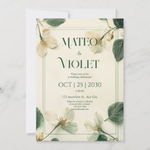 Convite Noiva Elegante Flor de Jardim Vintage Botânico