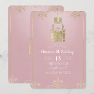 Convite Noiva Elegante Rosa e Dourada Esmagador de Nozes 1