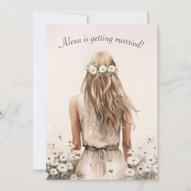 Convite Noiva Em Daisies Com Hair Laurel (Frente)