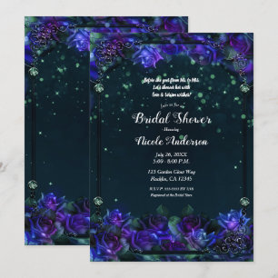 Convite Noiva Encantada com Brilho de Jardim Roxo Verde