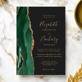 Convite Noiva Esmeralda Verde Dourado Ágata Escuro Casamen