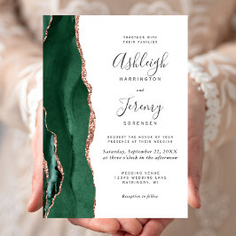 Convite Noiva Esmeralda Verde Rosa Dourado Ágata Casamento