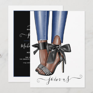 Convite Noiva Fashionista de Preto e Jeans