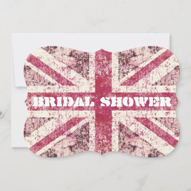 Convite Noiva feminino de Union Jack ingleses do grunge (Frente)
